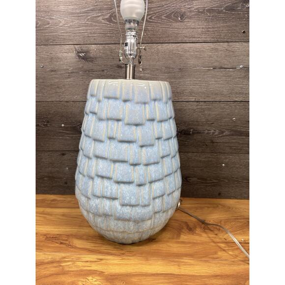 Uttermost Talima Blue Crackle Glaze Ceramic Table Lamp 29” Brushed Nickel - Picture 6 of 13